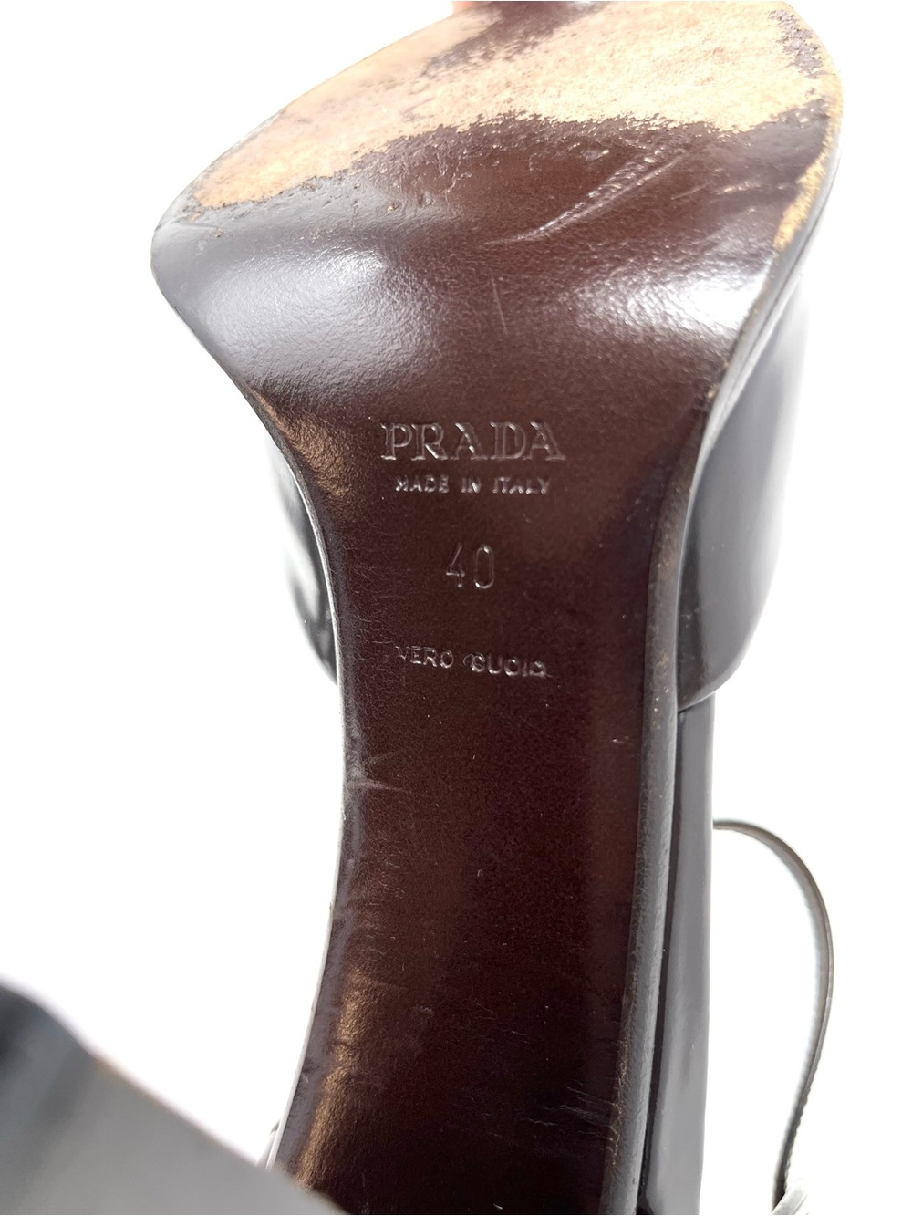 Vintage Vtg Prada 90s Y2K Brown Purple Leather Pointed Toe Pumps Heels 40 10 - Picture 9 of 11